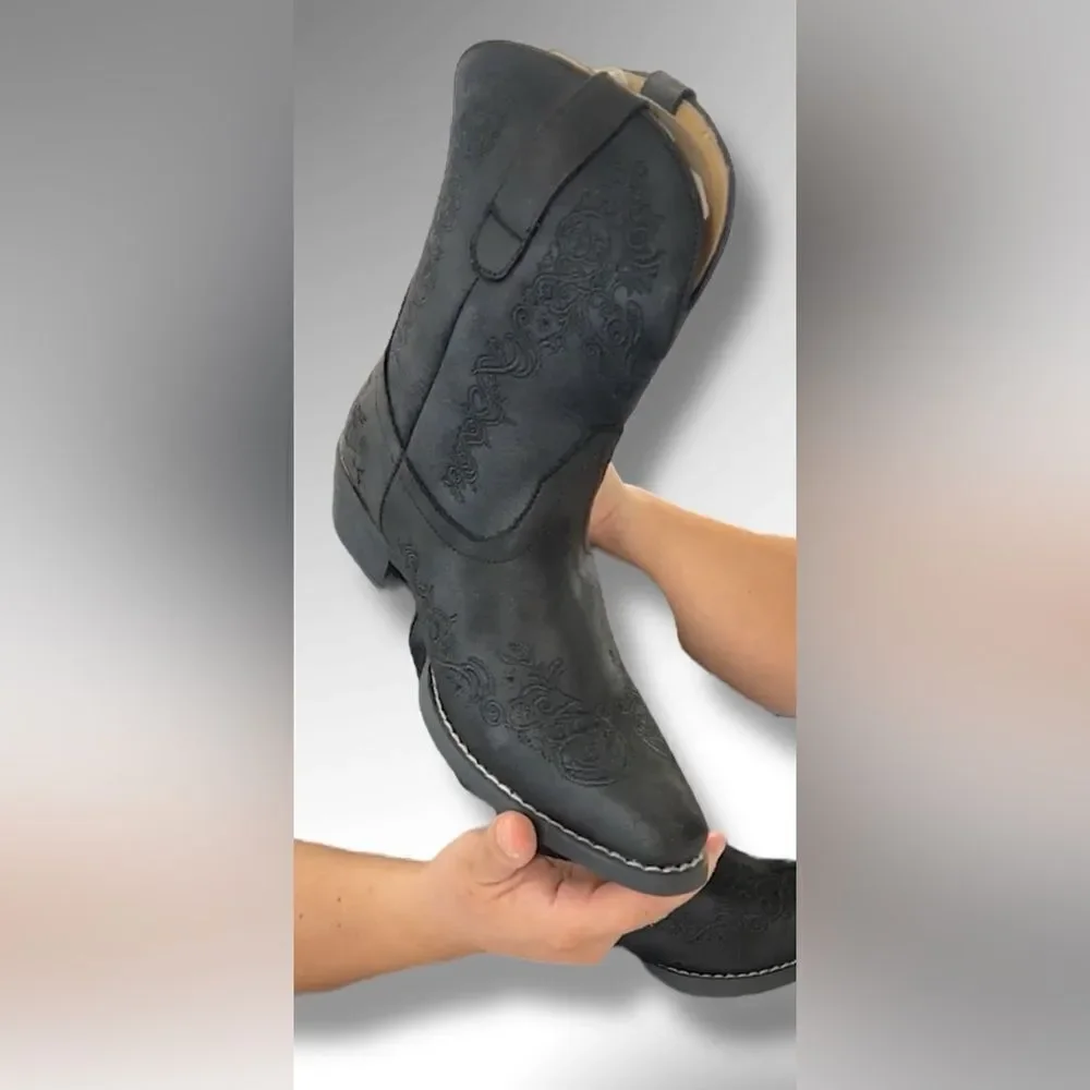 ROPER  Riley Scroll Embroidered Womens Snip Toe Western Boots Size 9.5 EU 40.5